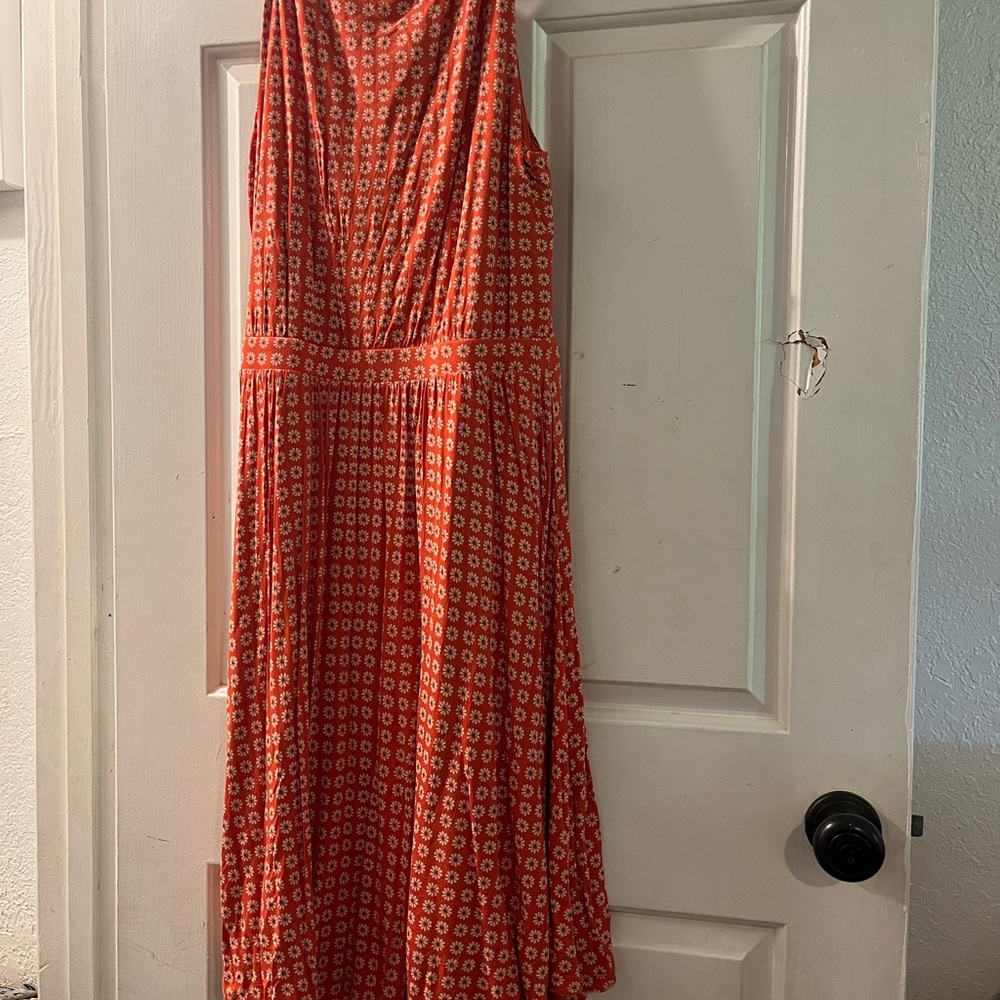 Anthropologie Orange and White Sleeveless Sundress - Picture 3 of 3